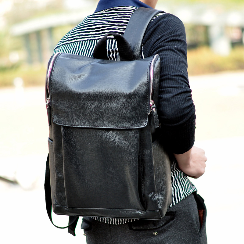 High-quality pu leather backpack and men travel bag