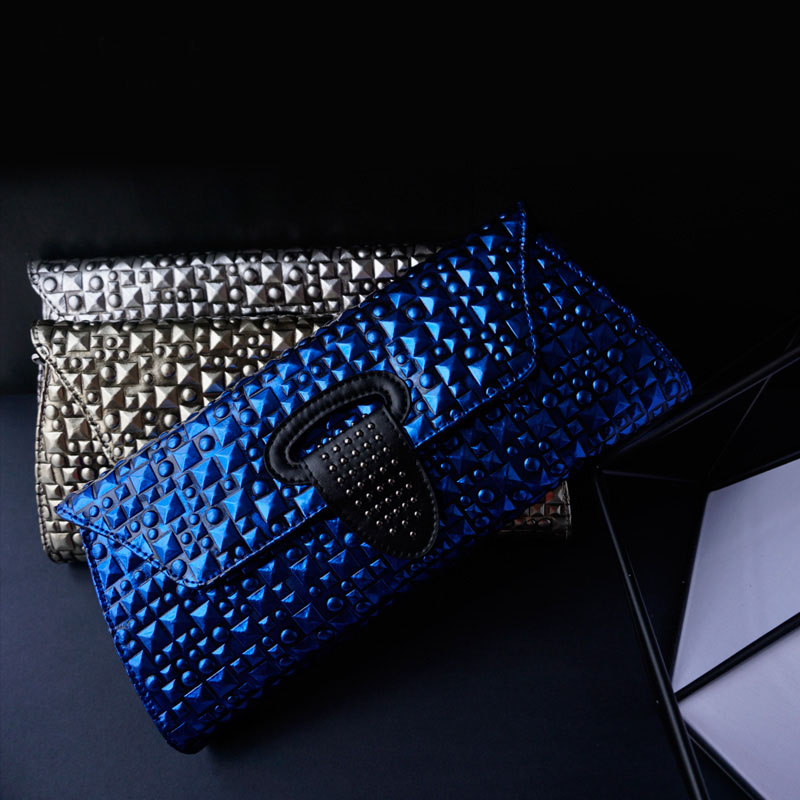 Beautiful rivet real leather evening bag