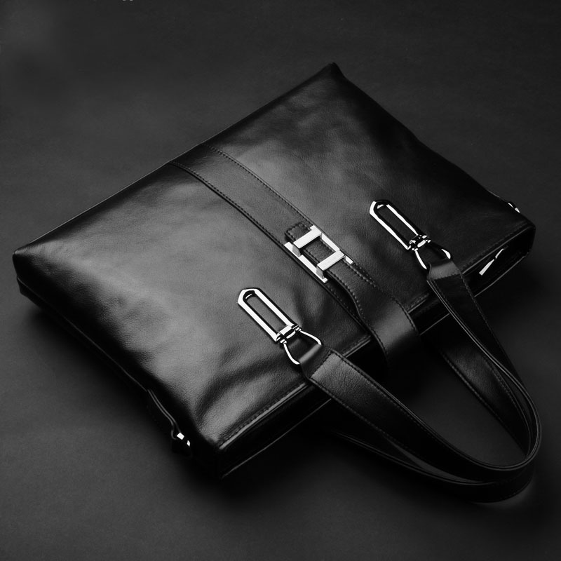 Business style genuine leather breifcase bag and computure bag